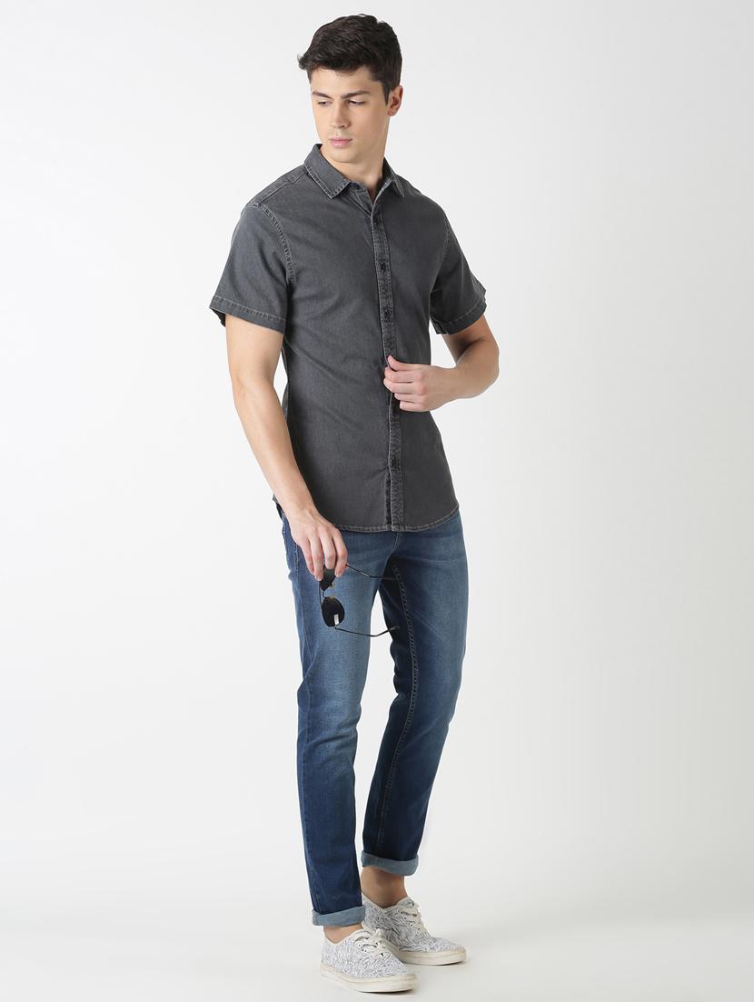 grey solid casual shirt - 17277662 - Zoom Image - 4