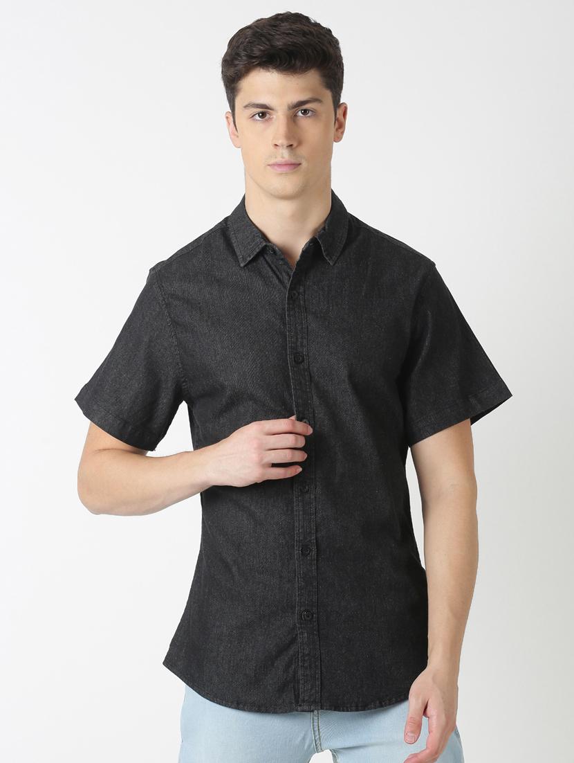 black solid casual shirt - 17277663 - Zoom Image - 1