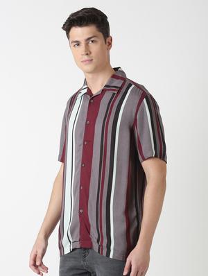 grey striped casual shirt - 17277666 - Standard Image - 2
