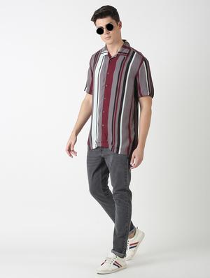 grey striped casual shirt - 17277666 - Standard Image - 4