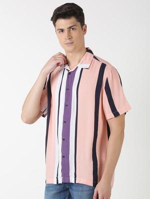 pink striped casual shirt - 17277670 - Standard Image - 2