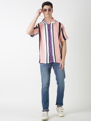 pink striped casual shirt - 17277670 - Standard Image - 4
