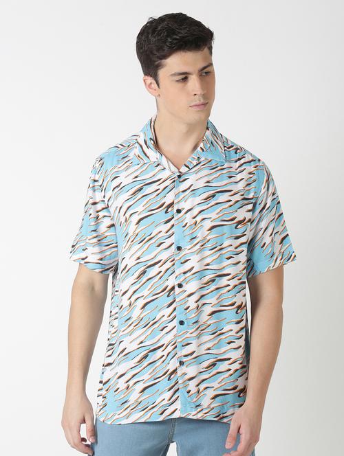 blue printed casual shirt - 17277671 - Standard Image - 1