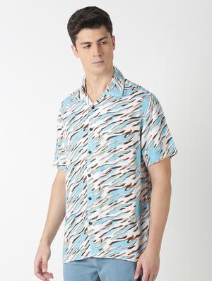 blue printed casual shirt - 17277671 - Standard Image - 2