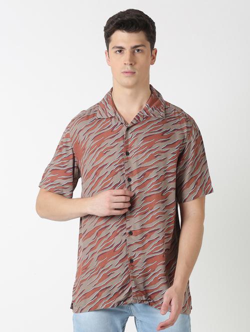 brown printed casual shirt - 17277672 - Standard Image - 1