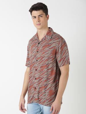 brown printed casual shirt - 17277672 - Standard Image - 2