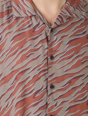 brown printed casual shirt - 17277672 - Standard Image - 5