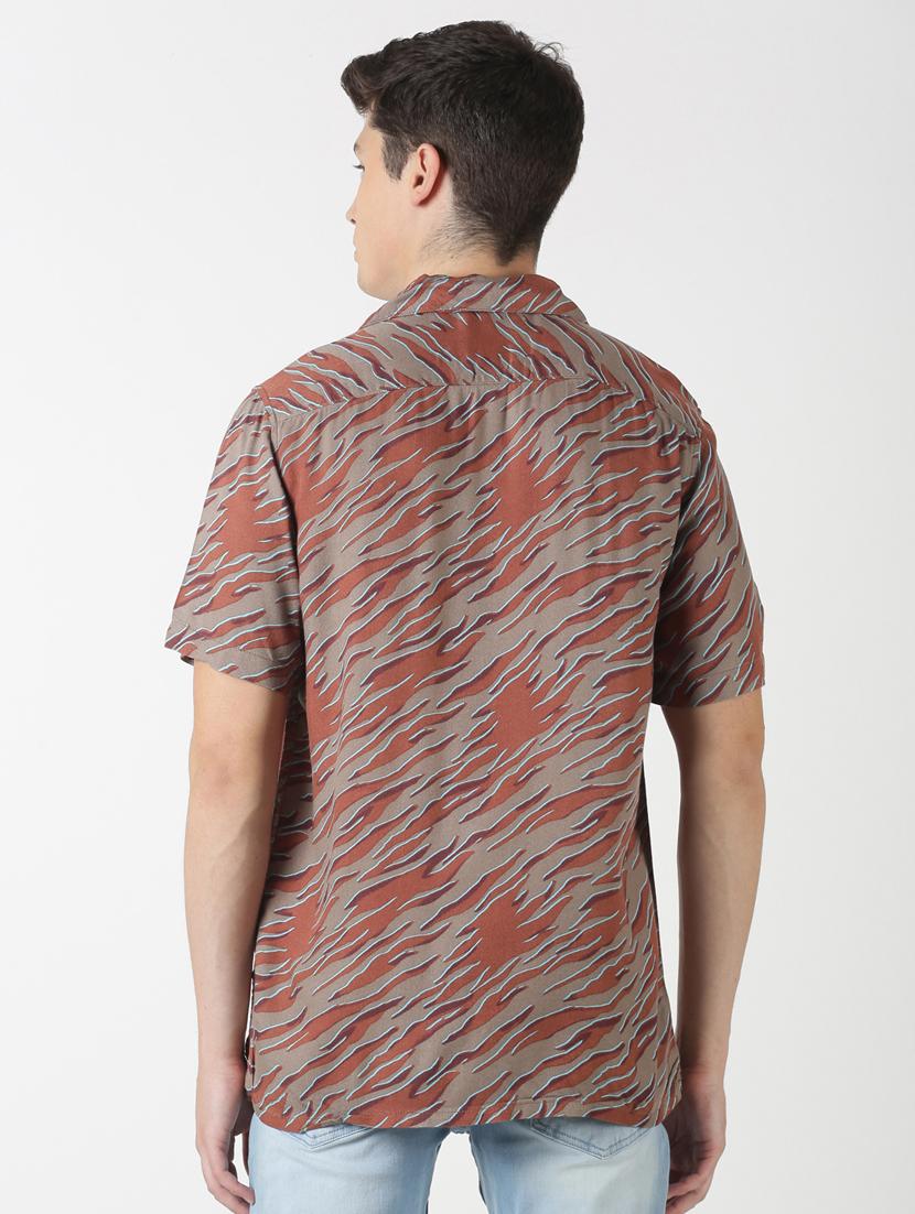 brown printed casual shirt - 17277672 - Zoom Image - 3