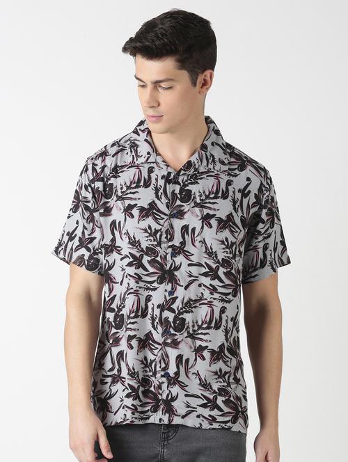 grey printed casual shirt - 17277674 - Very Small Image - 1