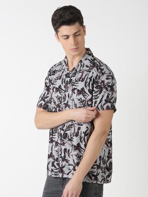 grey printed casual shirt - 17277674 - Standard Image - 2