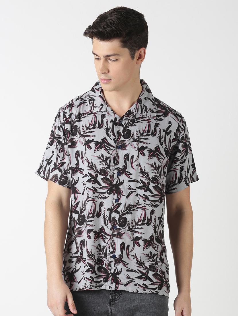 grey printed casual shirt - 17277674 - Zoom Image - 1