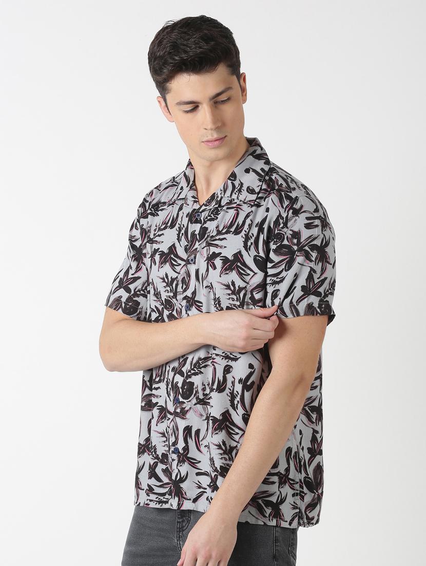 grey printed casual shirt - 17277674 - Zoom Image - 2