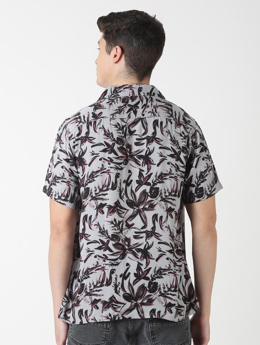 grey printed casual shirt - 17277674 - Zoom Image - 3