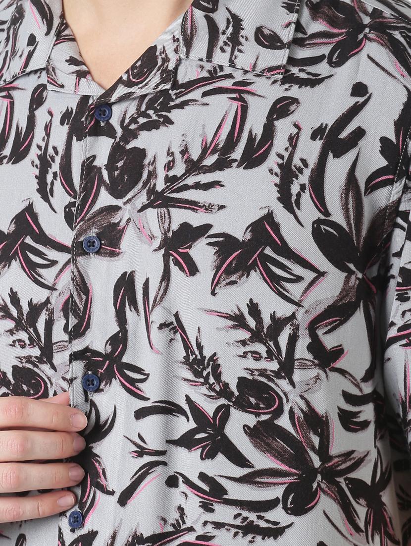 grey printed casual shirt - 17277674 - Zoom Image - 5