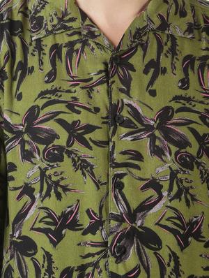 olive green printed casual shirt - 17277676 - Standard Image - 5