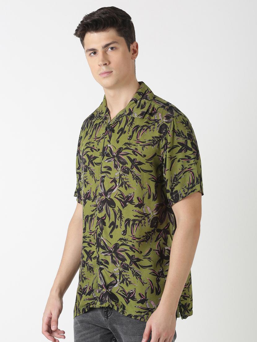 olive green printed casual shirt - 17277676 - Zoom Image - 2
