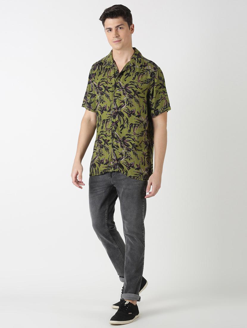 olive green printed casual shirt - 17277676 - Zoom Image - 4