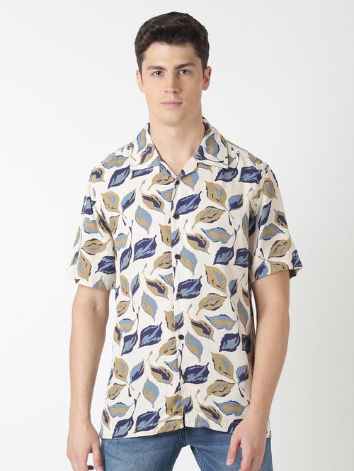 beige printed casual shirt - 17277677 - Standard Image - 1