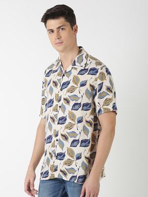 beige printed casual shirt - 17277677 - Standard Image - 2