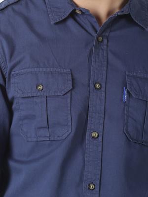 navy blue solid casual shirt - 17277680 - Standard Image - 5