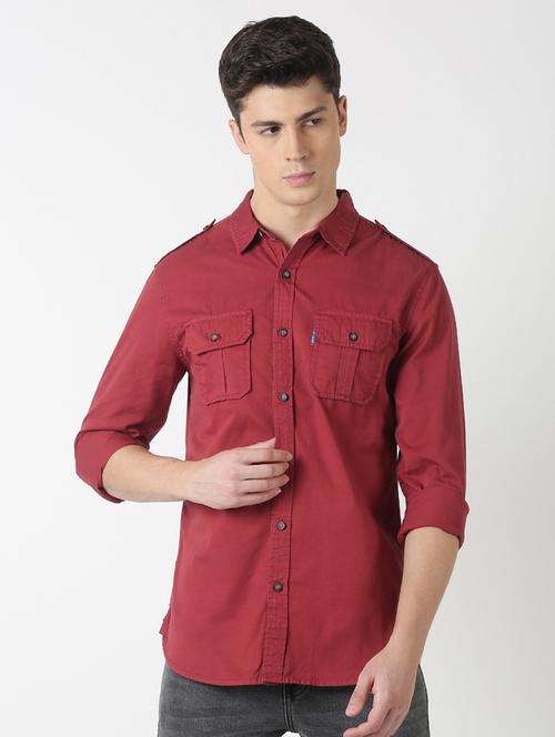 red solid casual shirt - 17277681 - Standard Image - 1