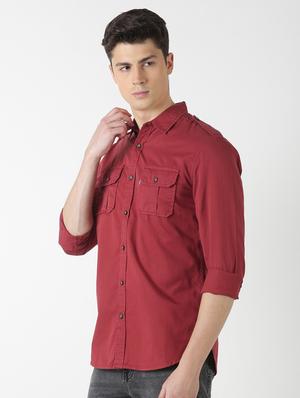 red solid casual shirt - 17277681 - Standard Image - 2
