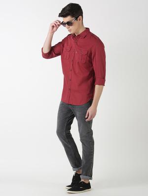 red solid casual shirt - 17277681 - Standard Image - 4