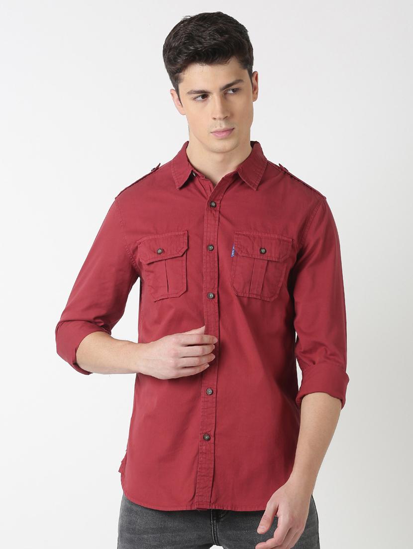red solid casual shirt - 17277681 - Zoom Image - 1
