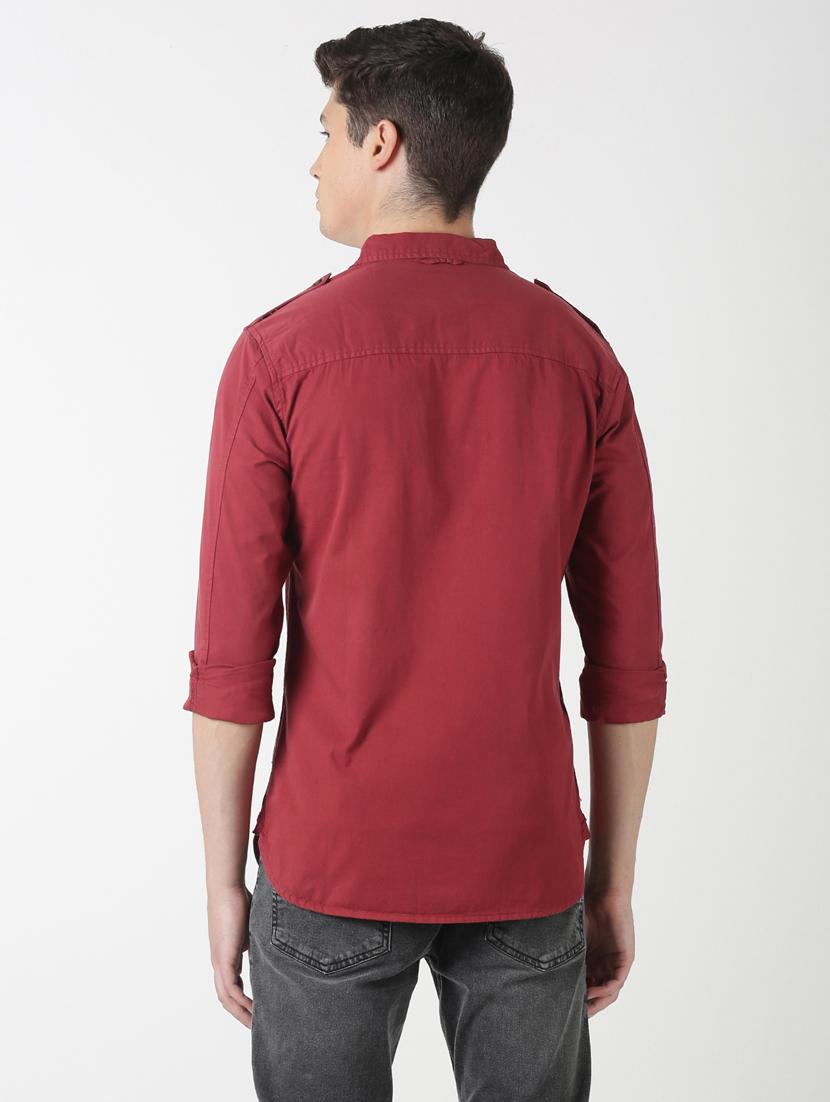 red solid casual shirt - 17277681 - Zoom Image - 3