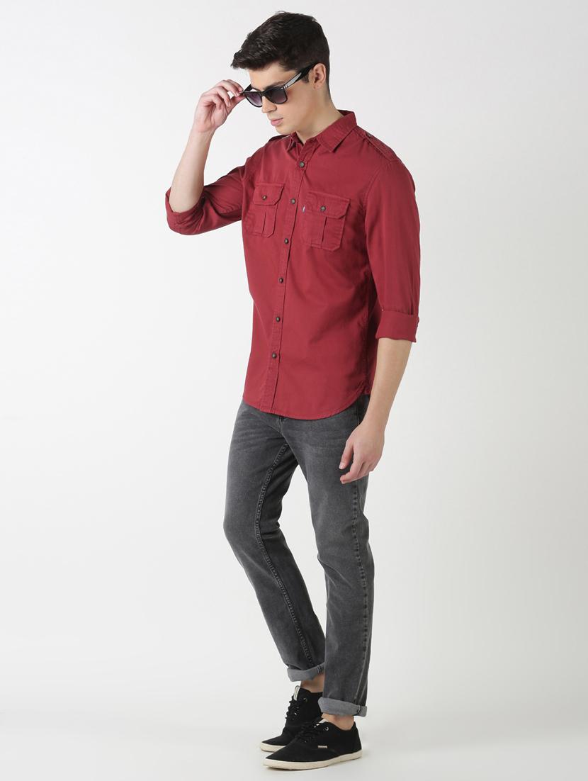 red solid casual shirt - 17277681 - Zoom Image - 4