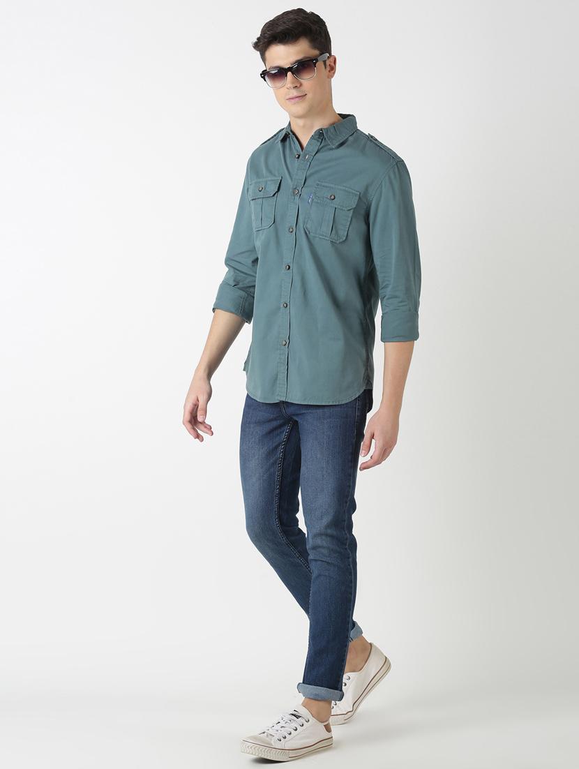 green solid casual shirt - 17277682 - Zoom Image - 4