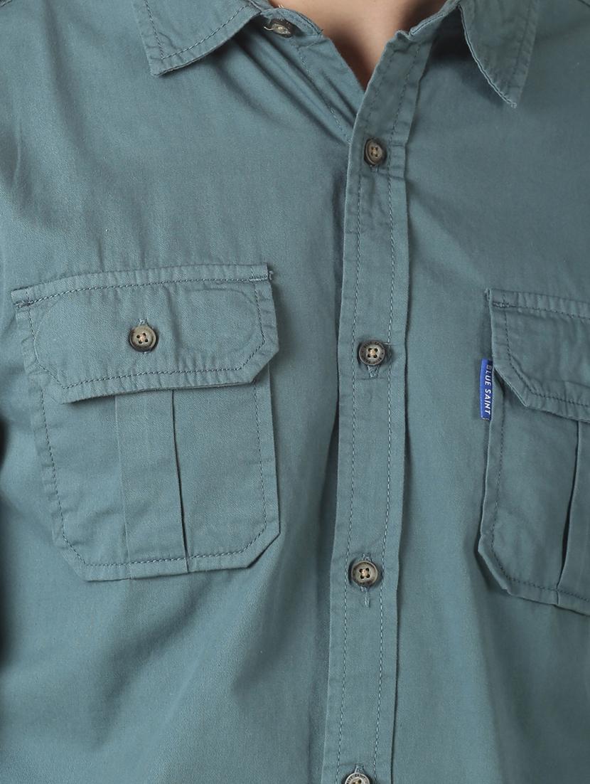 green solid casual shirt - 17277682 - Zoom Image - 5