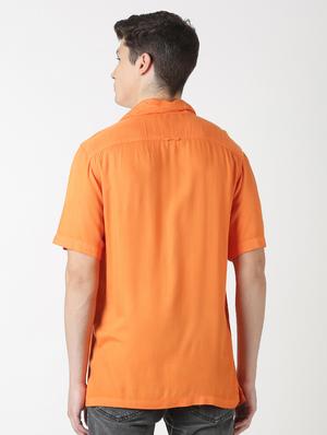 orange solid casual shirt - 17277686 - Standard Image - 3