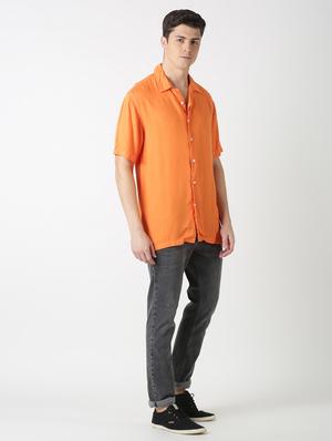 orange solid casual shirt - 17277686 - Standard Image - 4