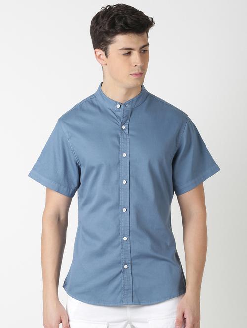 blue solid casual shirt - 17277691 - Standard Image - 1