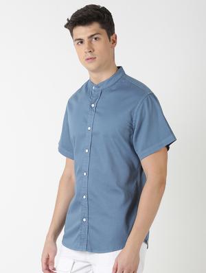 blue solid casual shirt - 17277691 - Standard Image - 2