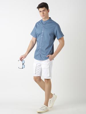 blue solid casual shirt - 17277691 - Standard Image - 4