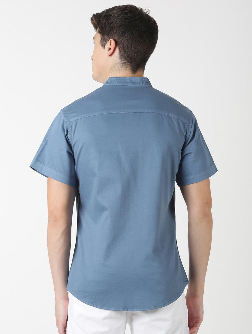 blue solid casual shirt - 17277691 - Zoom Image - 3
