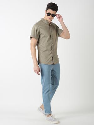olive green solid casual shirt - 17277694 - Standard Image - 4