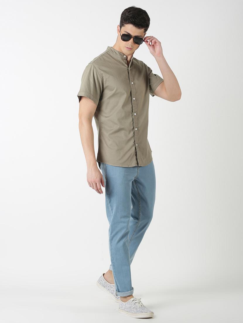 olive green solid casual shirt - 17277694 - Zoom Image - 4
