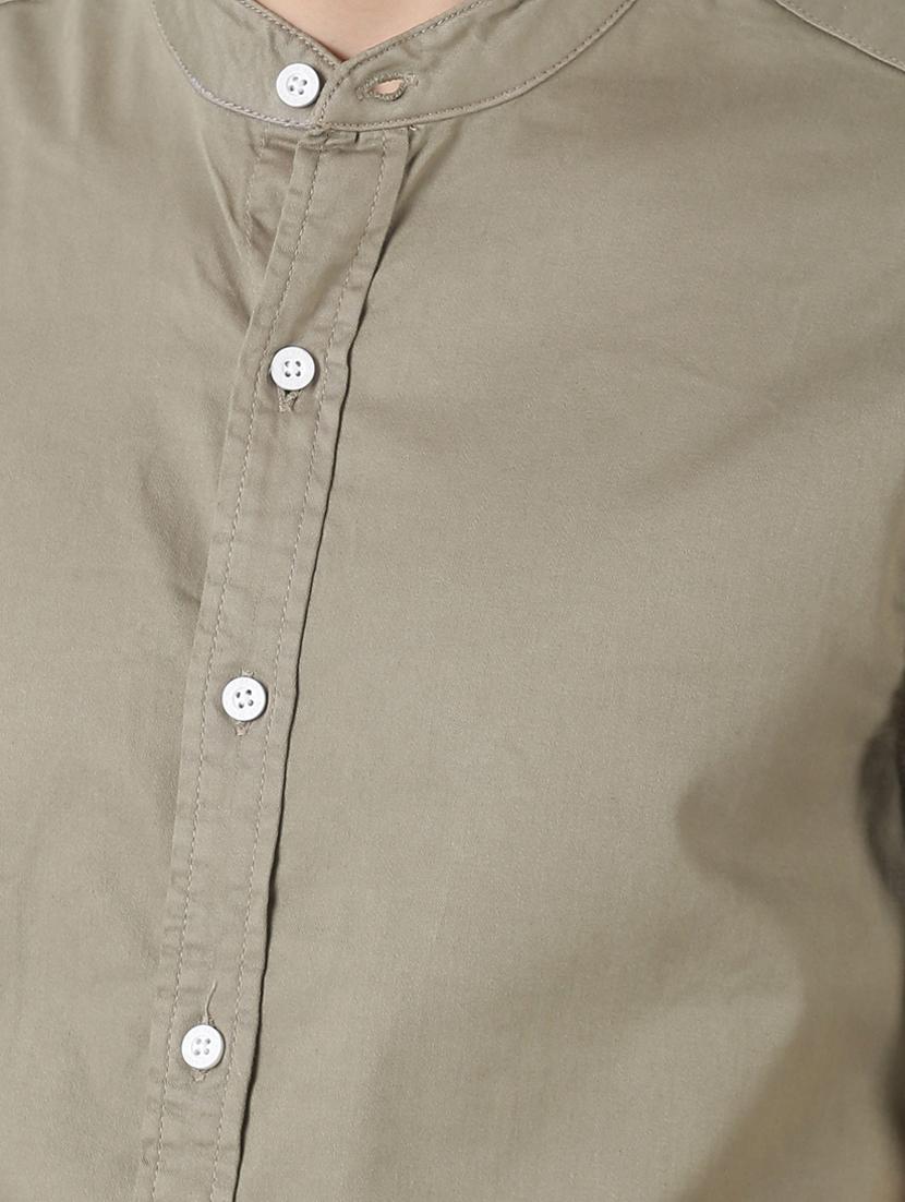 olive green solid casual shirt - 17277694 - Zoom Image - 5
