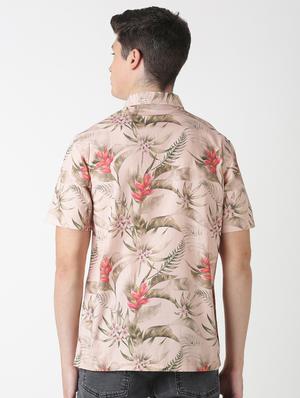 pink tropical print casual shirt - 17277696 - Standard Image - 3