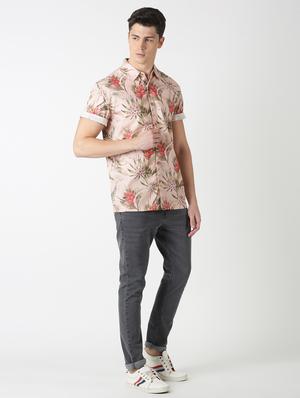 pink tropical print casual shirt - 17277696 - Standard Image - 4