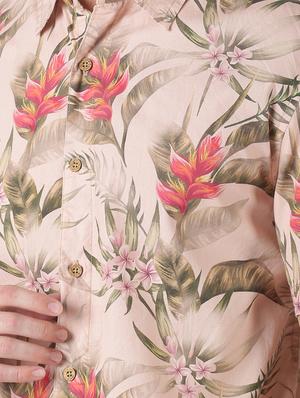 pink tropical print casual shirt - 17277696 - Standard Image - 5