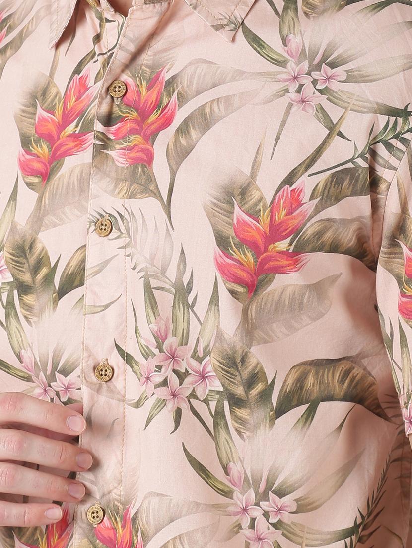 pink tropical print casual shirt - 17277696 - Zoom Image - 5