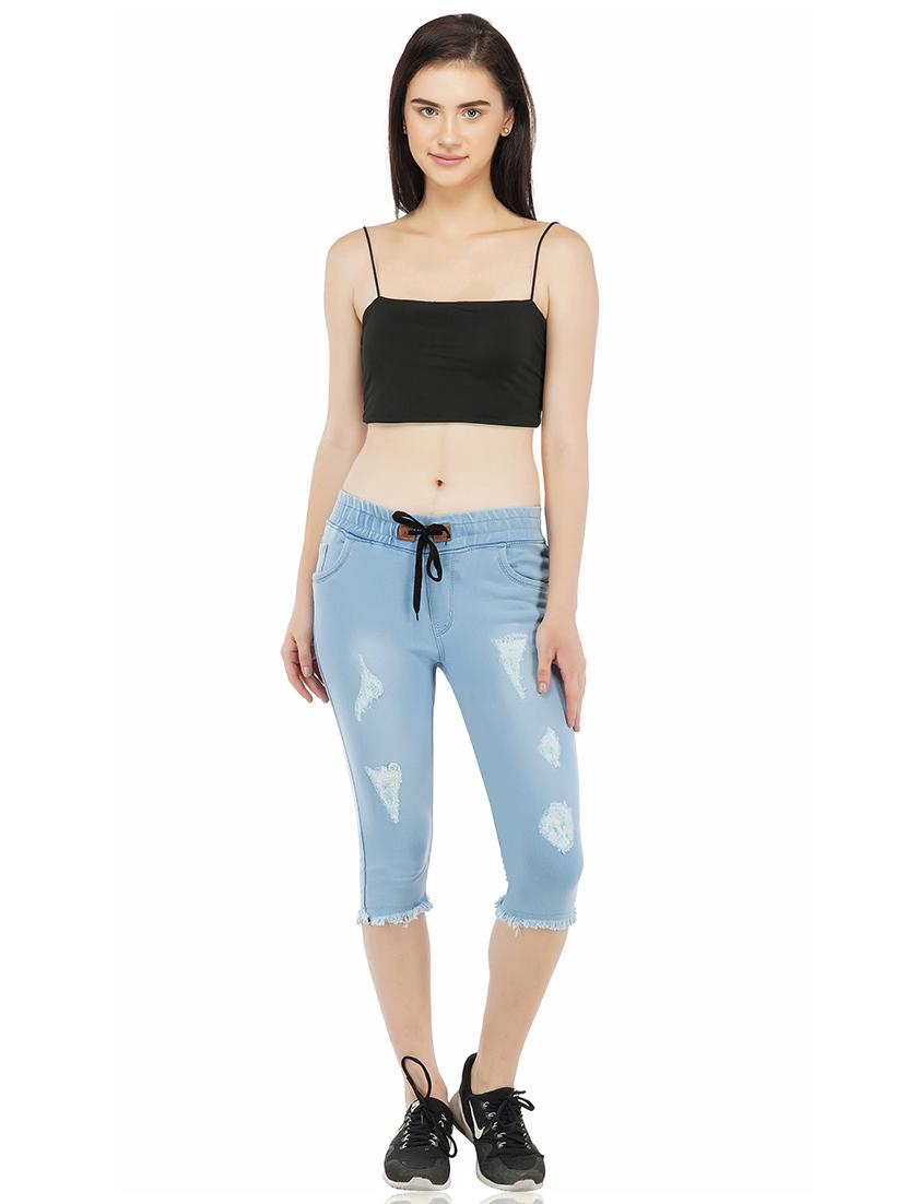 distressed denim capri - 17277802 - Zoom Image - 4