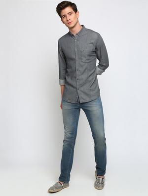 grey solid casual shirt - 17277961 - Standard Image - 4