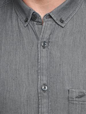 grey solid casual shirt - 17277961 - Standard Image - 5