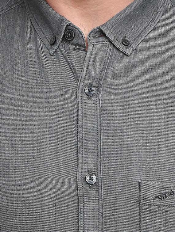 grey solid casual shirt - 17277961 - Zoom Image - 5