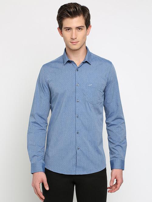 blue polka dot print casual shirt - 17277965 - Standard Image - 1